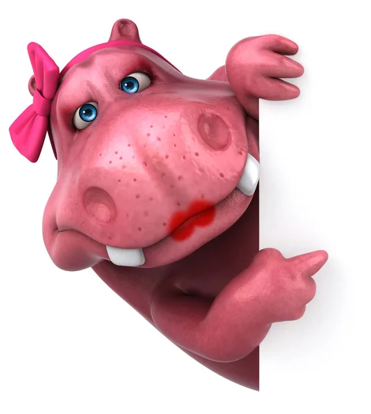 Roze Hippo Karakter Illustratie — Stockfoto