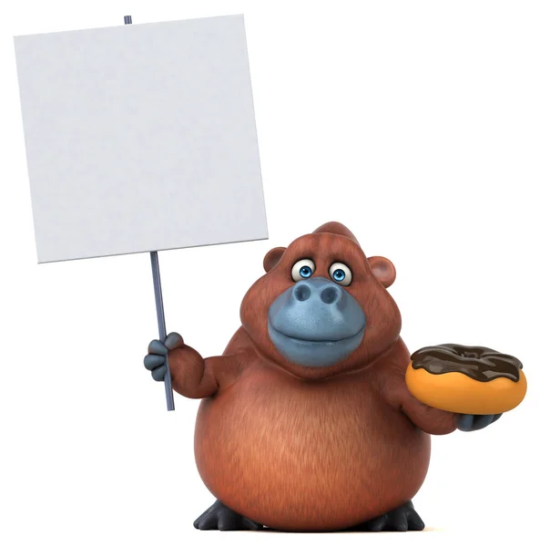 Divertido Orangoutan Con Rosquilla Ilustración —  Fotos de Stock
