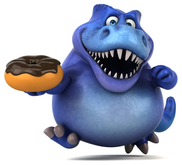 Leuk Dinosaurus Met Donut Illustratie — Stockfoto