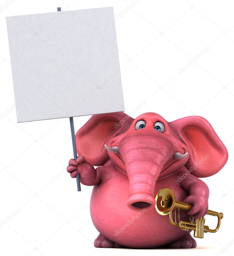 Pink elephant  with wine - 3D Illustration