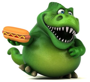 Hotdog - 3d çizim ile eğlenceli dinozor