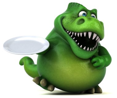 Plakalı eğlenceli dinozor - 3D Görüntü