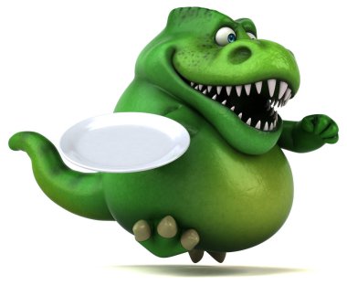 Plakalı eğlenceli dinozor - 3D Görüntü