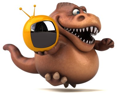 TV 3D İllüstrasyonlu Eğlenceli Trex