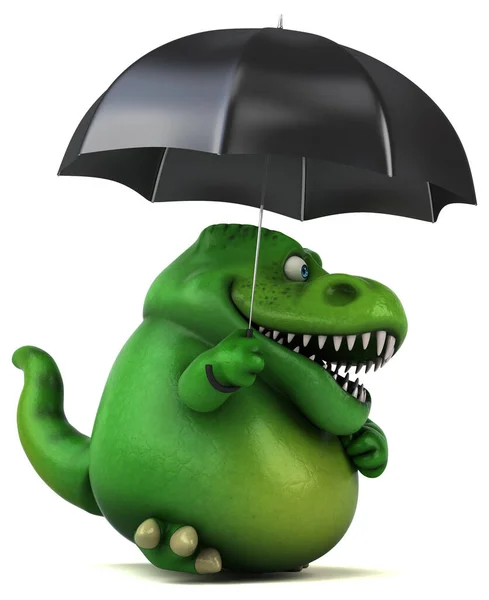 Divertido Dinosaurio Con Paraguas Ilustración —  Fotos de Stock