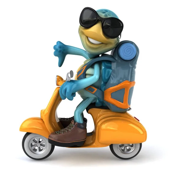 Fun Illustration Blue Turtle Scooter — Stock Photo, Image