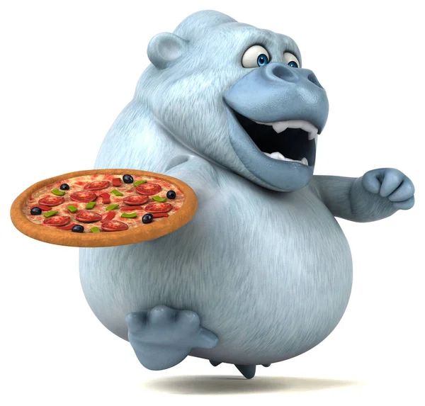 Zabawa Yeti Pizzą — Zdjęcie stockowe