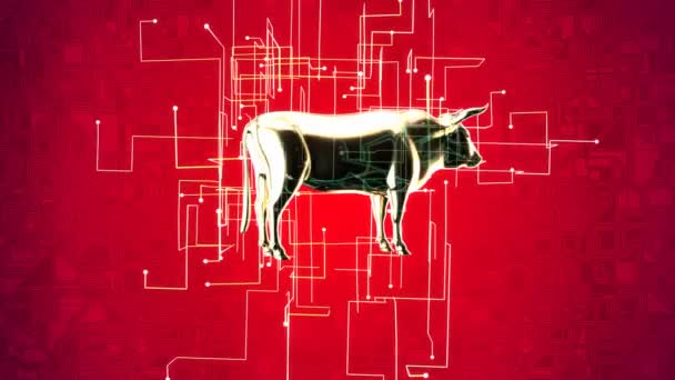 3Dアニメーションの雄牛の抽象的な背景 — ストック動画