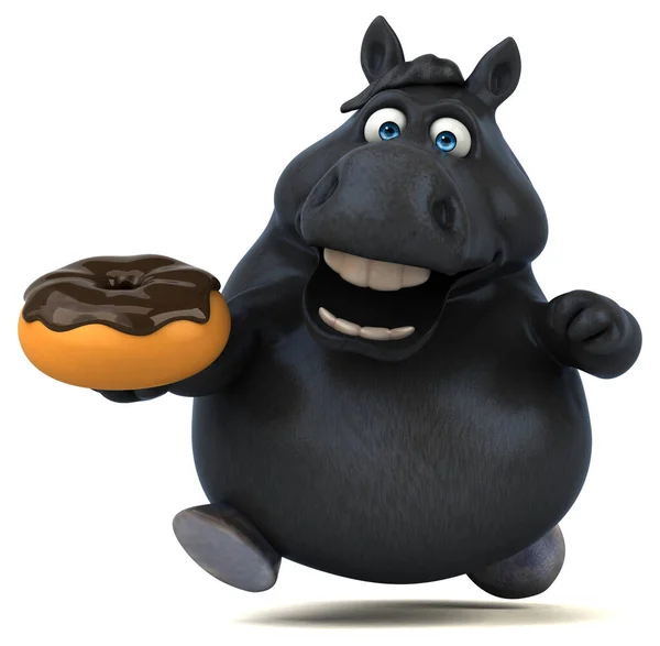 Leuk Paard Met Donut Illustratie — Stockfoto