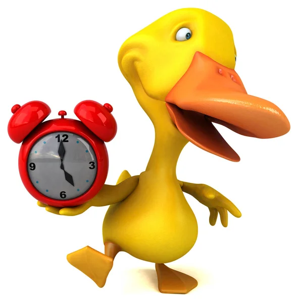 Divertido Pato Con Reloj Ilustración —  Fotos de Stock