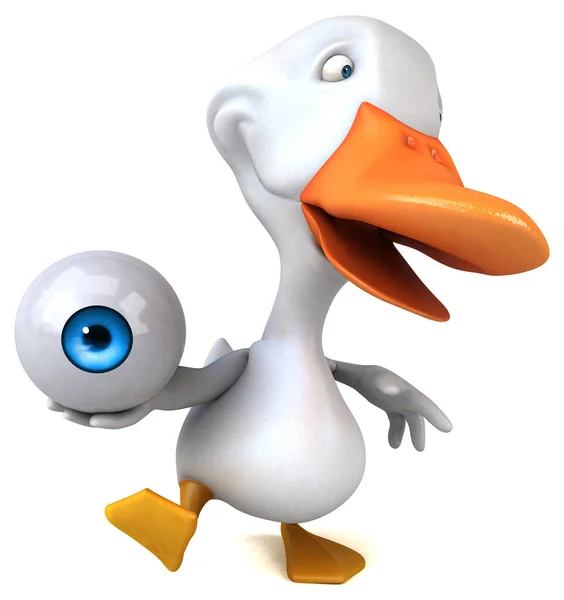 有眼睛的有趣鸭 3D插图 — 图库照片