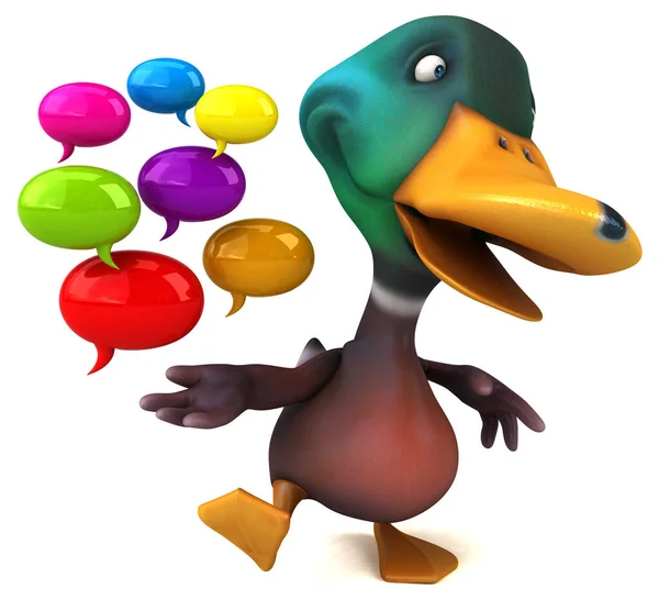 带气泡的有趣鸭 3D说明 — 图库照片