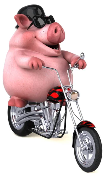 Zabawa Świnia Motocyklu Ilustracja — Zdjęcie stockowe