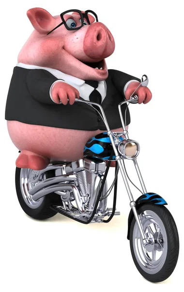 Fun Pig Motorcycle Illustration — Stock Photo, Image