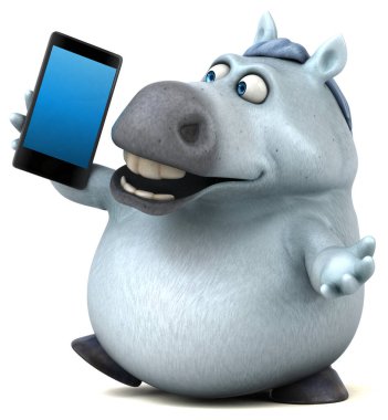 Telefonlu eğlenceli at - 3D Görüntü