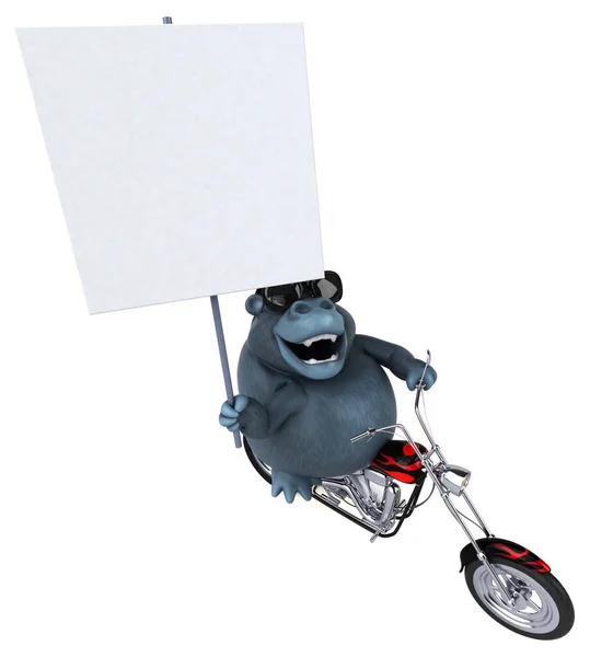 Fun Gorilla Auf Dem Motorrad Illustration — Stockfoto