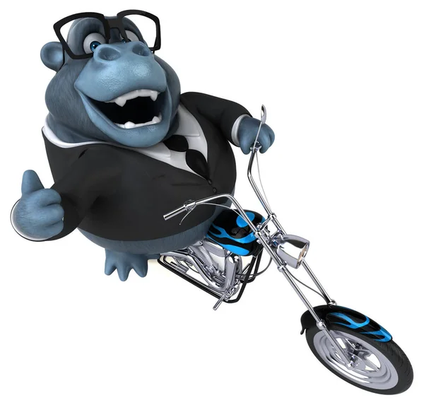 Fun Gorilla Auf Dem Motorrad Illustration — Stockfoto