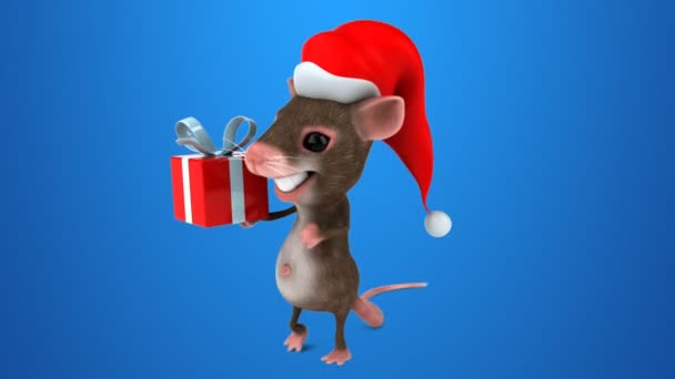 プレゼントと楽しいマウスキャラクター アニメ — ストック動画
