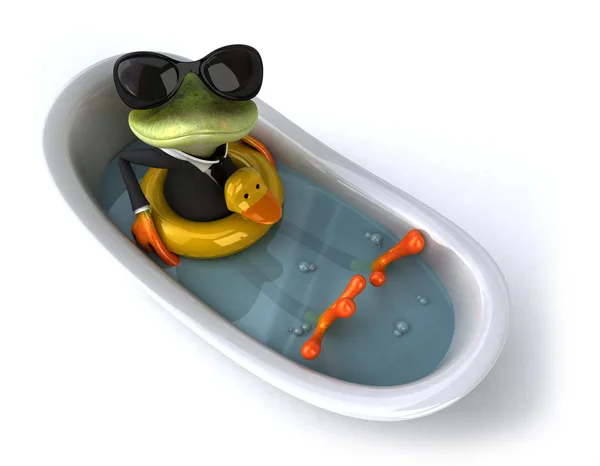 Fun frog in bath — Stock Photo, Image