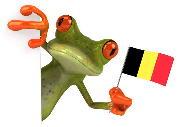 Kurbağa Belçika bayrağı ile eğlenceli bir — Stok fotoğraf
