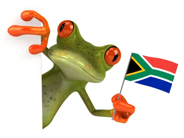 Spaßfrosch mit Afrika-Fahne — Stockfoto