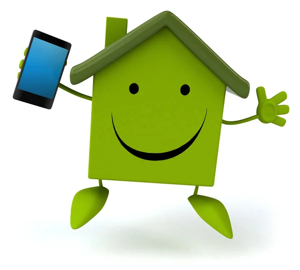 Casa verde con smart phone — Foto Stock