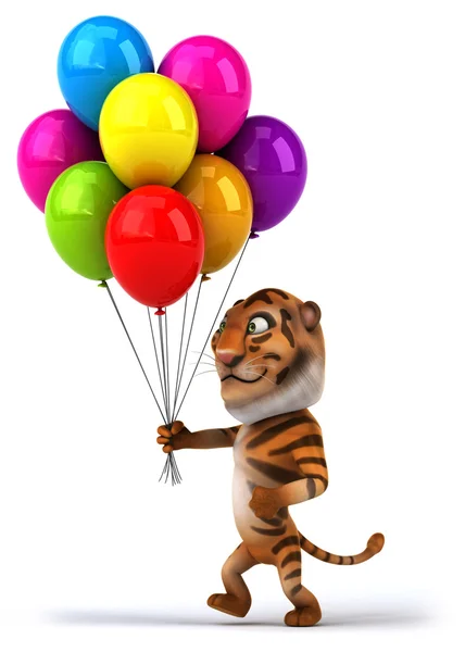 Fun tiger with balloons — Stock Photo, Image