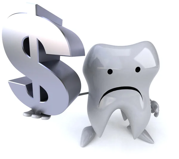 Sad tooth with dollar sign — Stock Photo, Image