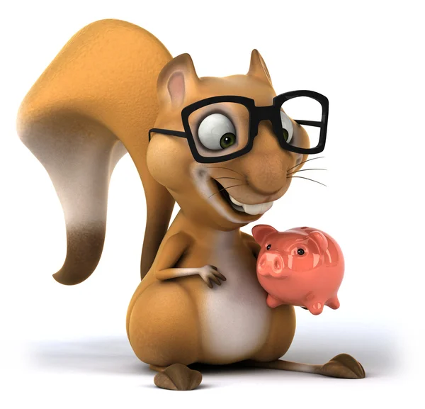 Leuke eekhoorn met piggy bank — Stockfoto