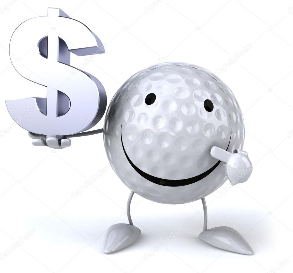 Fun golf ball with dollar sign Stock Photo by