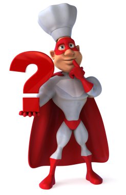 eğlenceli bir soru işareti ile süper kahraman