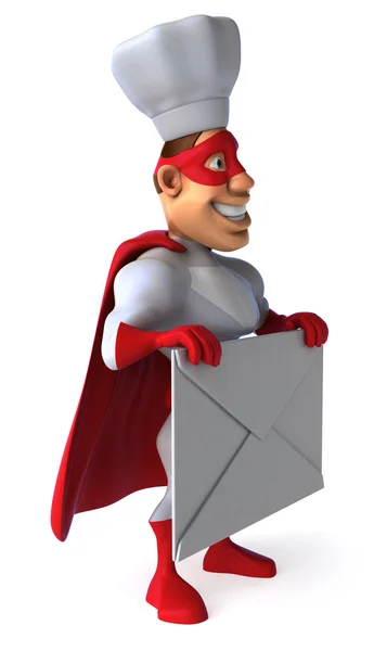 Spaß-Superheld mit Brief — Stockfoto