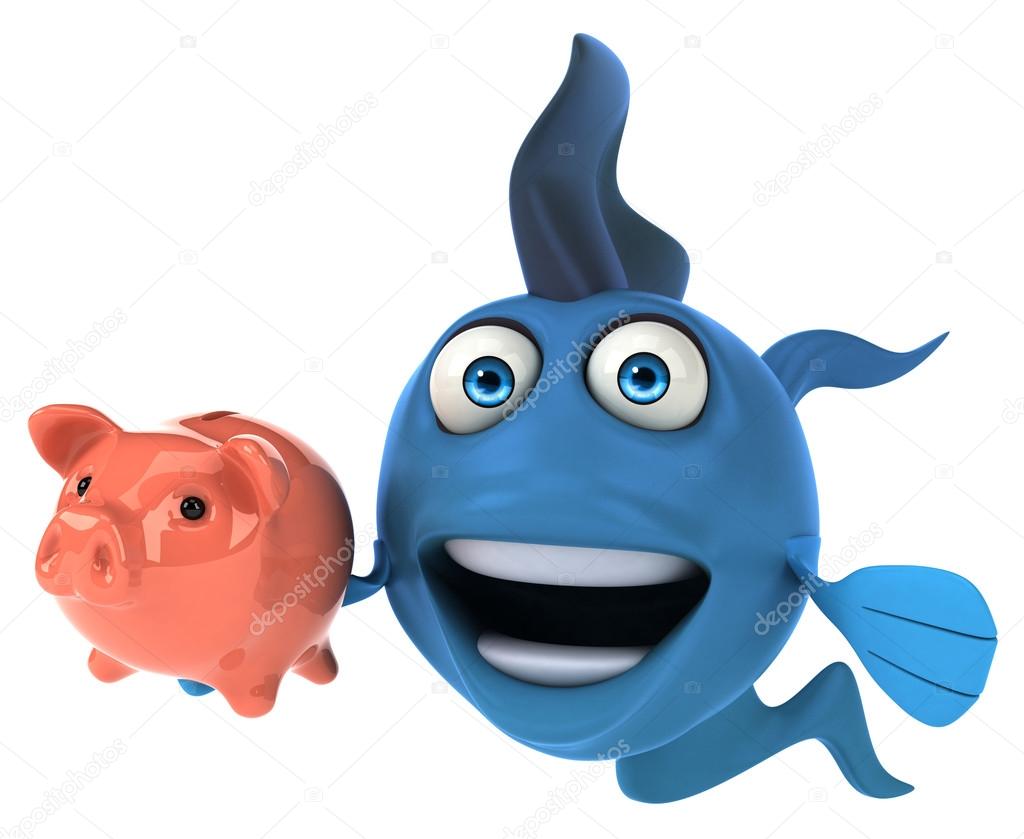 Fun fish with piggy bank Stock Illustration by ©julos #52437609