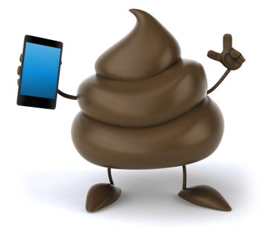 Poop with smart phone clipart
