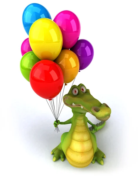 Fun crocodile with balloons — Stock Photo, Image