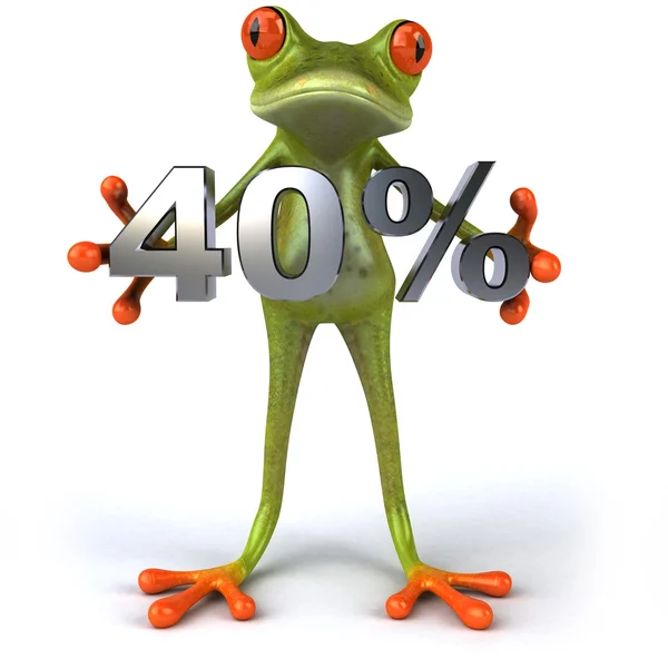 Fun frog with 40 percent sale — Stock Photo, Image