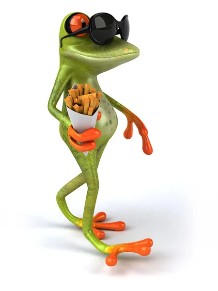 Fun frog with french fries — Stock Photo, Image