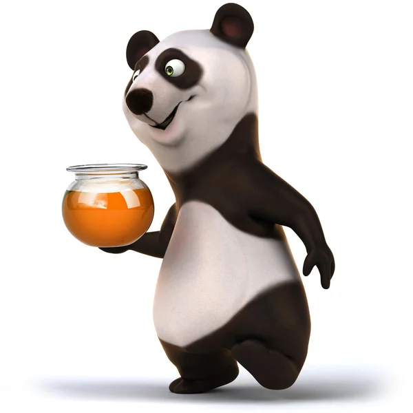 Fun panda with honey — Stock Photo, Image