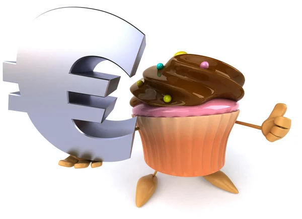 Cupcake e sinal do euro — Fotografia de Stock