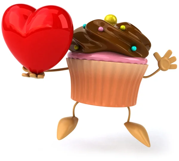Kırmızı kalpli cupcake — Stok fotoğraf