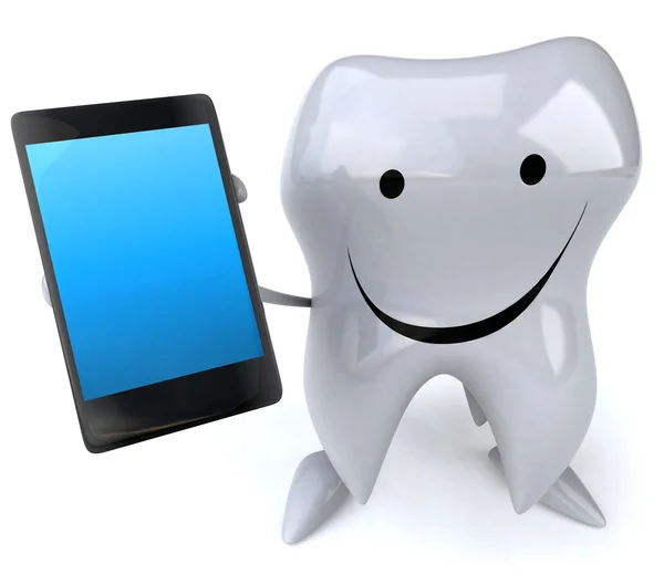 Divertido diente con teléfono inteligente — Foto de Stock