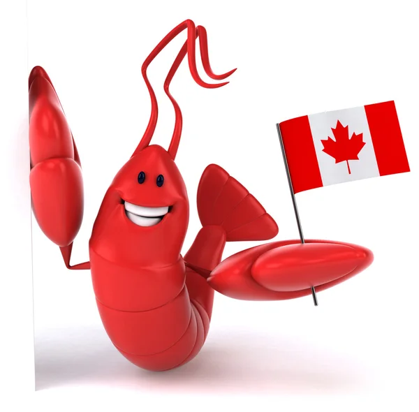 Homard amusant avec drapeau canadien — Photo