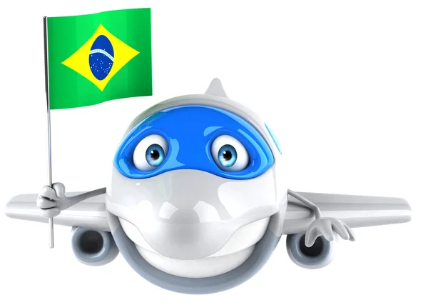 브라질 국기와 함께 비행기를 재미 있습니다 — 스톡 사진