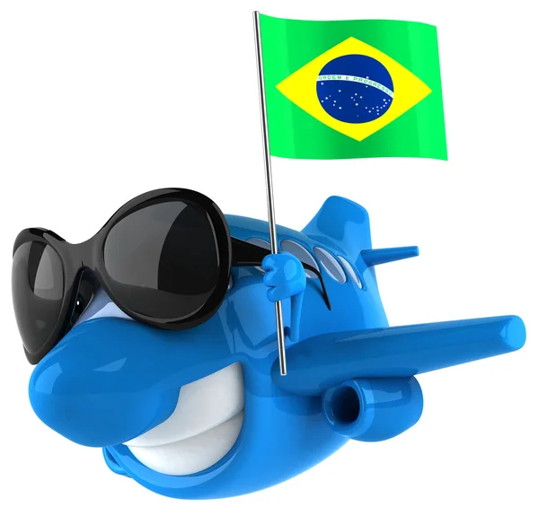 Fun plane with Brazilian flag — Stock Photo, Image