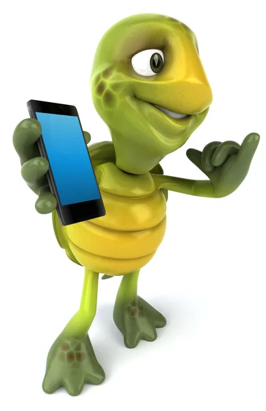 Fun turtle with smart phone — Stock Photo, Image