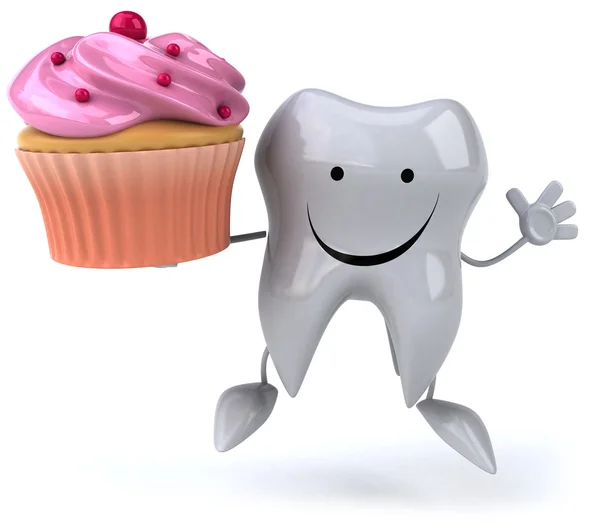 Fun tooth with cupcake — Stock Photo, Image