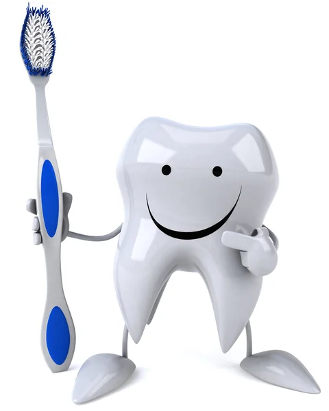 Fun tooth with tooth brush — Stock Photo, Image