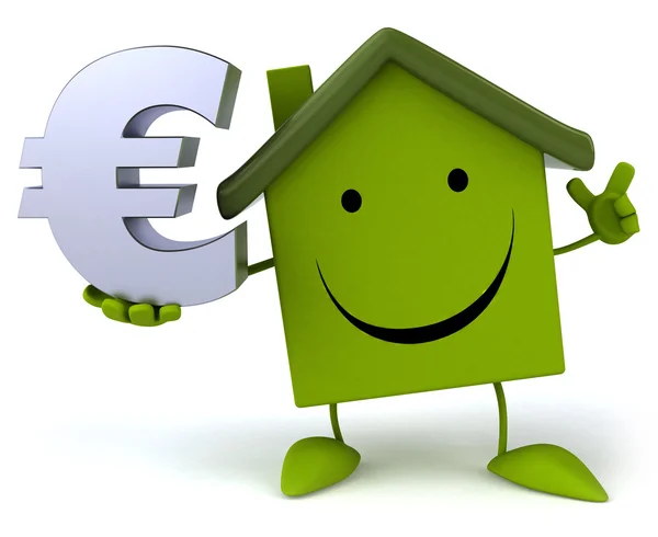 Green house con cartello euro — Foto Stock