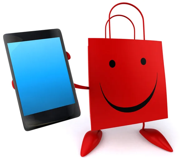 Bolsa de compras con teléfono inteligente —  Fotos de Stock