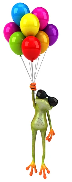 Spaßfrosch und Luftballons — Stockfoto